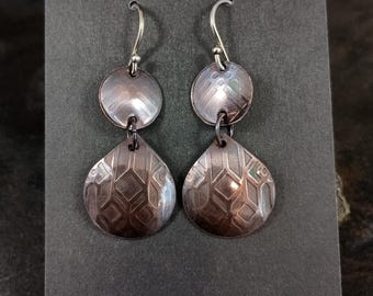 Copper Earrings - geometric, art deco