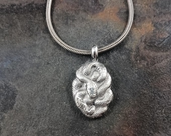 Coiled Coils Pendant - solid sterling silver .925, snake