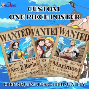 Custom One Piece Wanted Poster Drawing | Anime Pirate Bounty Art | Personalized Character Illustration | OC Anime Commission Gift