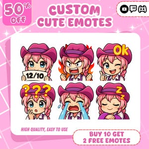 Custom Twitch Emotes Commission | Cute Chibi Anime Style | Personalized Streamer Emotes | Discord Sub Badges | Emotes VTuber Art