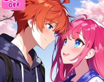 Custom Anime Portrait, PFP Anime Art, Best Gift Idea for Couple, Wife, Husband, Girlfriend or Boyfriend