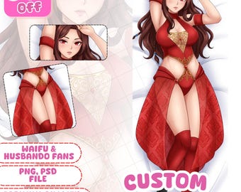 Aangepaste anime Dakimakura | Gepersonaliseerde lichaamskussen afbeelding | Anime- of gamepersonageprint | Waifu OC Commission
