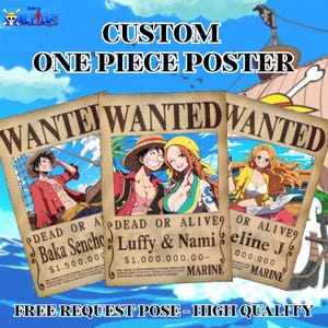 Custom One Piece Wanted Poster – Personalized Pirate Bounty Art, Anime Portrait Commission, Digital Anime Gift for Fans