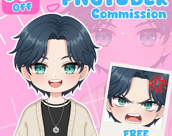 Custom Chibi PNGtuber Avatar: Digital Art for VTubers
