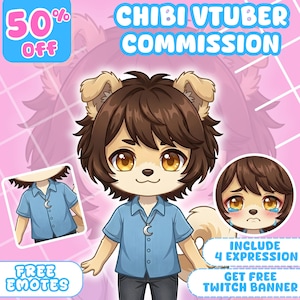 Modelo personalizado de VTuber chibi: Avatar de anime, rigging Live2D