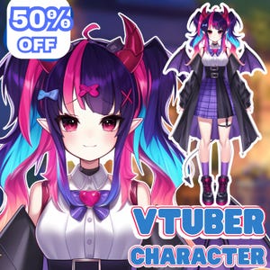 Aangepast VTuber-model | Live2D-rigging en pngTuber-avatar | Anime VTuber Art | Harig, mannelijk, vrouwelijk OC | Gothic Vampire VTuber Commission
