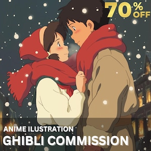Custom Ghibli Style Portrait, Anime Illustration from Your Photo, High-Res Cartoon Drawing, Printable Personalized Digital Wall Art Download