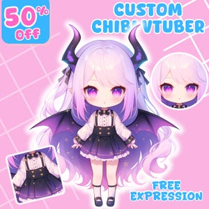 Custom Chibi VTuber Model | Cute Anime Avatar, Twitch PNGTuber Icon, Chibi VTuber Art Commission, Kawaii PNG File for Streaming