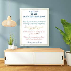 Rules of Life DIGITAL Print French Therapy Counselor Office Psychologist Personal Development Mental Health Poster