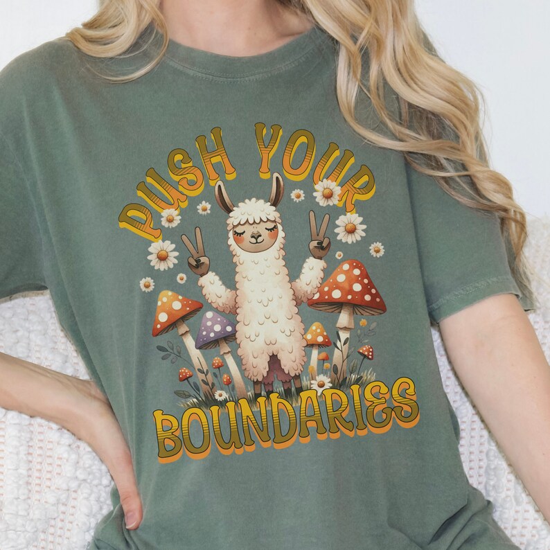 Comfort Colors Retro Llama Tshirt Boho Llama Tshirt Mushroom Flowers ...