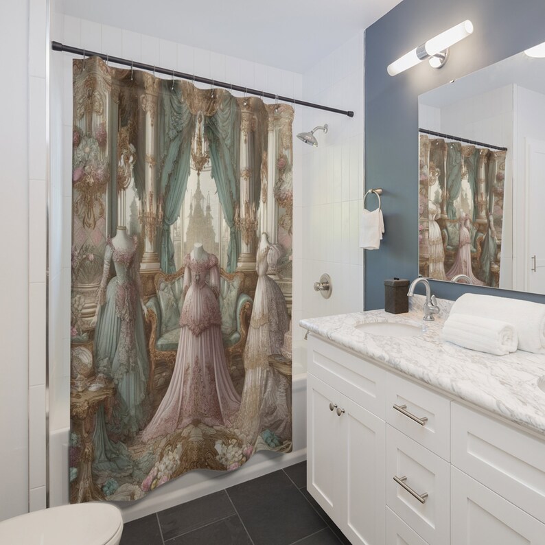 Regencycore Chic Bathroom Decor Shower Curtain Watercolor, Victorian ...