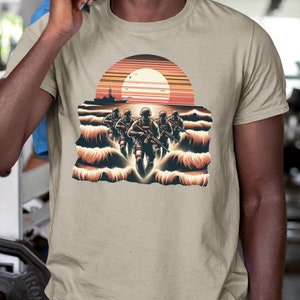 Military Retro Sunset SEAL Wave T-shirt - Tactical Team Shirt Gift - Men&#39;s Military-Inspired Gift Navy Wife- S to 3XXL