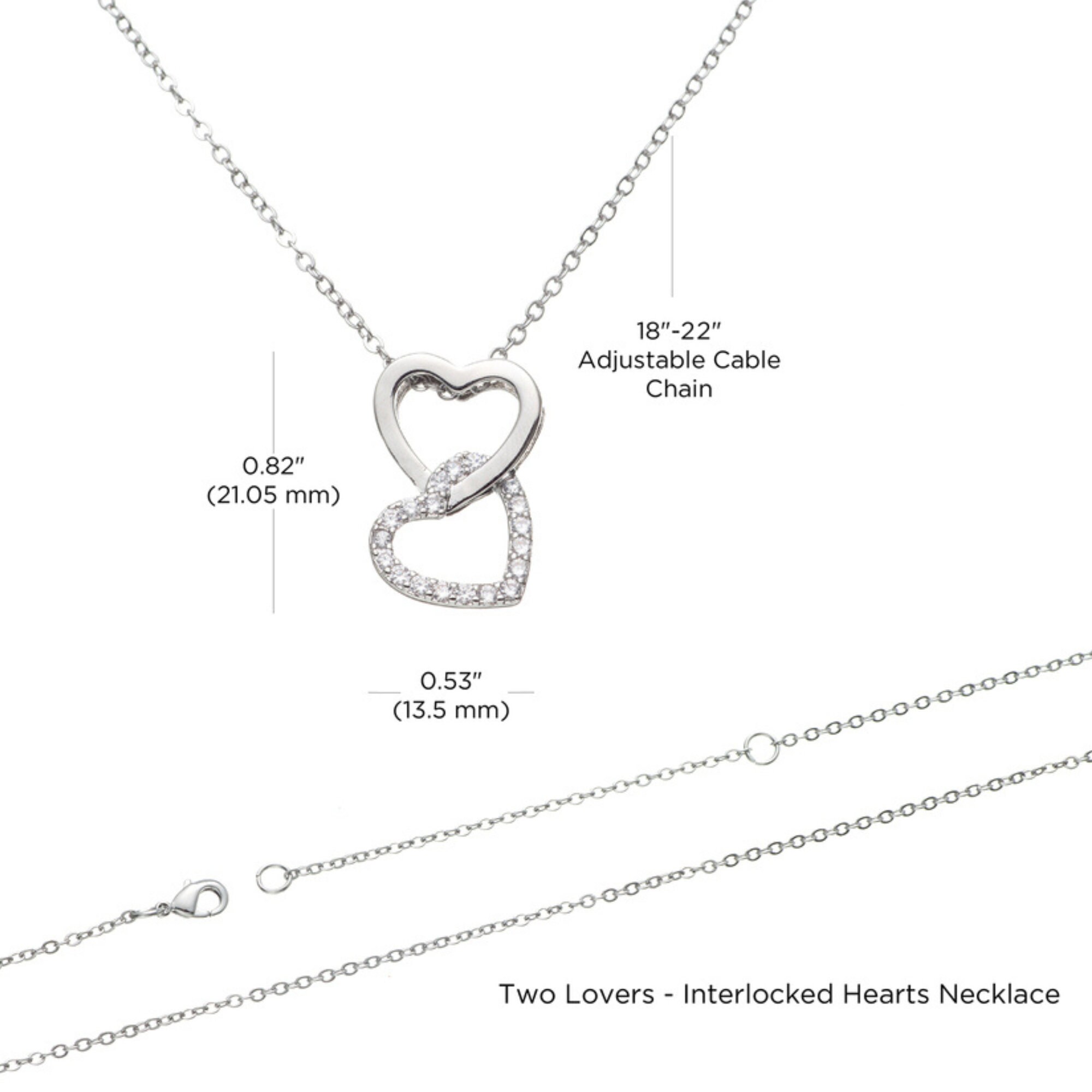 Message Card Jewelryinterlocked Hearts Necklace Message - Etsy