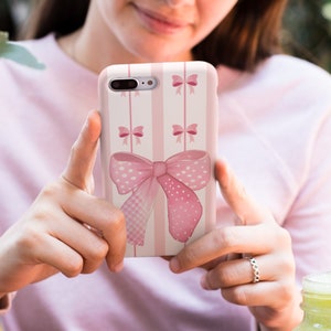 Coquette Phone Case Pink Bows Coquette Design Tough Case Phone Cases iPhone Samsung Devices Vintage Inspired Design Phone Case Gifts