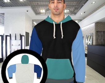 Color Block Pullover Hoodie, Unisex Retro Streetwear