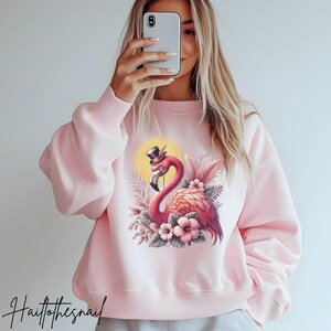 Dapper Flamingo Sweatshirt: Tropical Floral Fall Crewneck