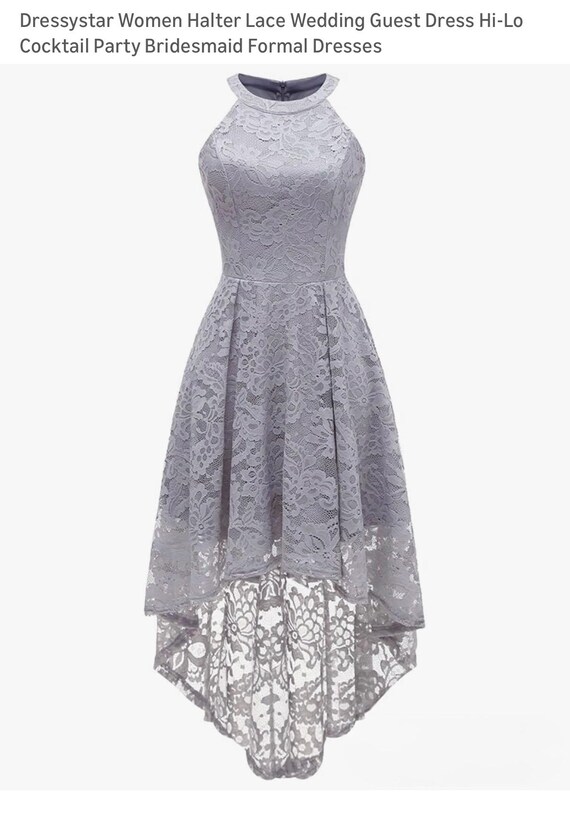 Dressystar Women’s Halter Lace Wedding Guest Dress Hi-Lo Cocktail Party Bridesmaid Formal Dresses