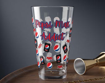 Pepsi Max Glass: Custom Hand-Drawn Design, 16oz
