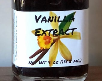 Gourmet Vanilla Extract (4 oz) with BONUS Vanilla Bean