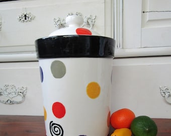 Compost Crock Homestead Kitchen- Colorful Polka Dots & Spirals