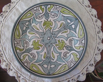 Hand Painted Pottery Barn Dinner Plate Made in Tunisia 9.25"