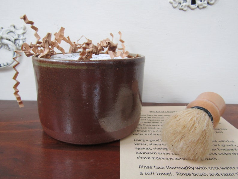 Natural Shave Set with Soap Brush and Shaving Bowl Coffee image 1