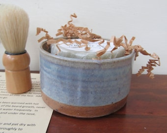 Natural Shave Set with Soap Brush and Shaving Bowl- Oceanscape