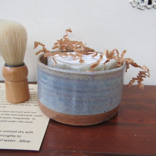 Natural Shave Set with Soap Brush and Shaving Bowl- Oceanscape