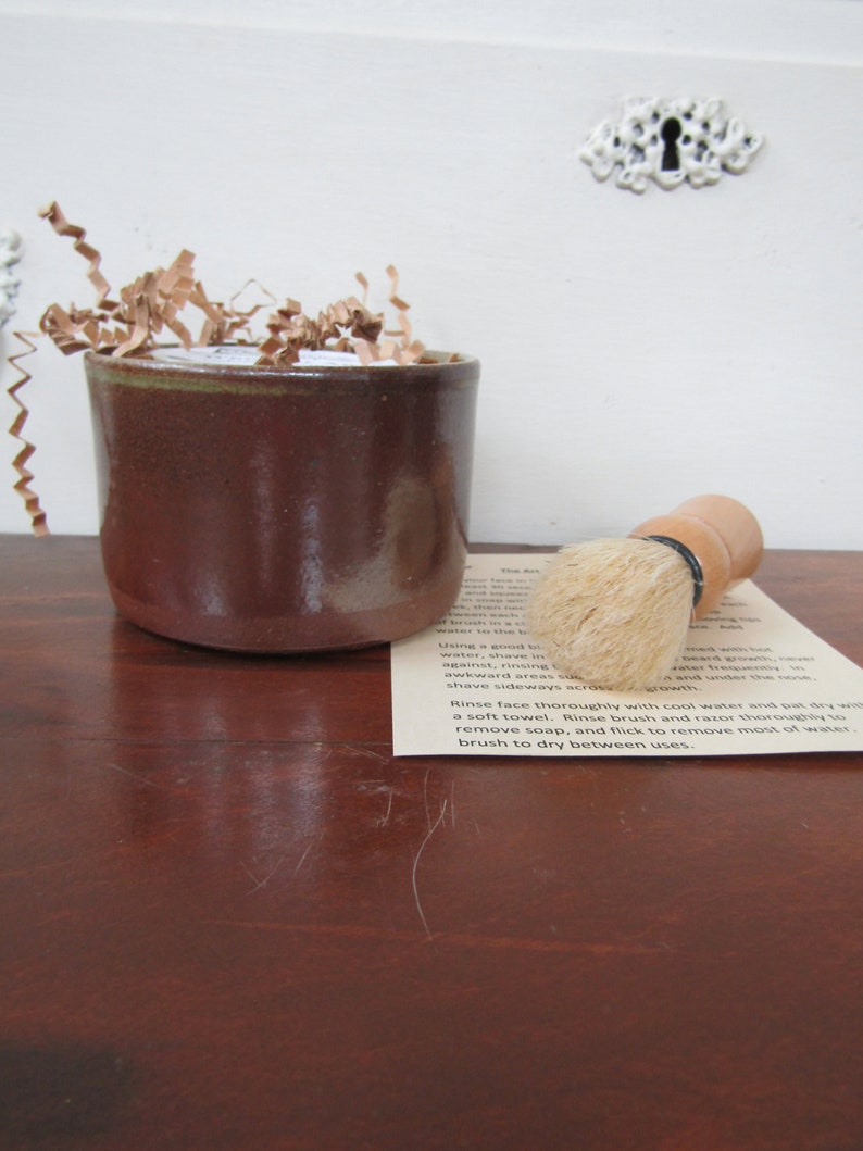 Natural Shave Set with Soap Brush and Shaving Bowl Coffee image 2