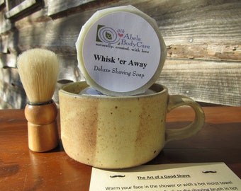 Natural Shave Set with Soap Brush and Shaving Bowl- Sandstone