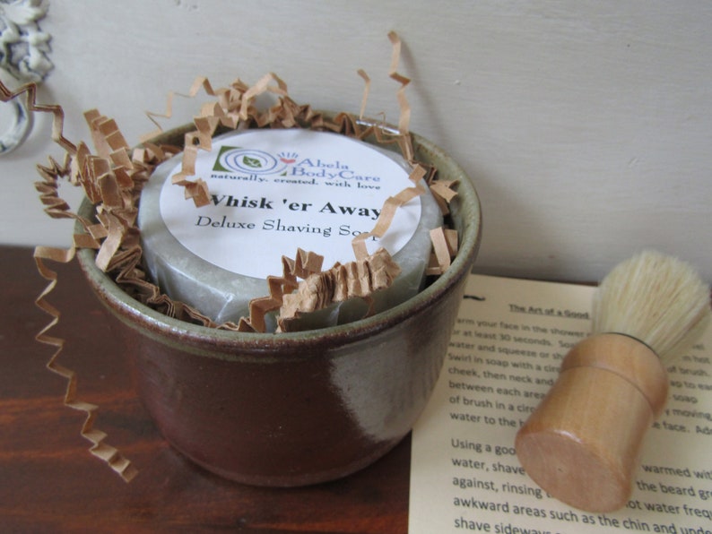 Natural Shave Set with Soap Brush and Shaving Bowl Coffee image 4