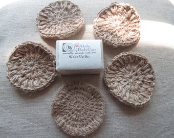 Natural Organic Cotton Scrubbie Face Puff Soap Set