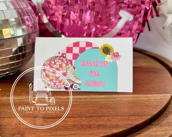 Skate Party Food Tents, Disco Ball, Watercolor Design (INSTANT DOWNLOAD)