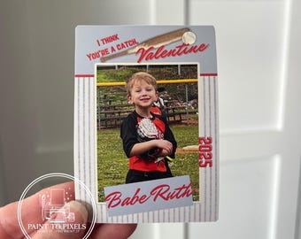 Hand-Painted Baseball Card Valentine, Photo Template (Digital Download)