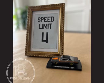 Watercolor Vintage Car Sign, Fast Four Birthday Decor (Digital Prints)