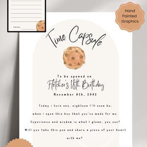 Time Capsule, Sweet One Birthday, FIRST BIRTHDAY, Cookie Birthday, Cookies and Milk, Watercolor, Hand Painted, Instant Download, Canva