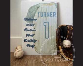 Hand Painted Baseball Birthday Welcome Sign (Instant Download)