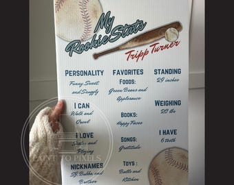 Hand Painted Baseball 1st Birthday Milestone Board (Instant Download)