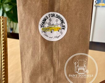 Pegatina de acuarela para coche clásico, recuerdo de fiesta de carreras (impresiones digitales)