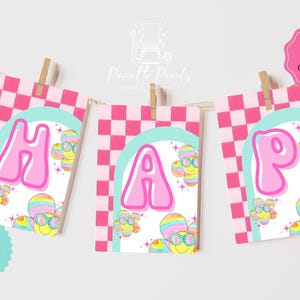 Five is a Vibe, Happy Birthday Sign, Happy Birthday Banner, Disco Ball Decor, Smiley Face, Watercolors, Hand Painted, Instant Download