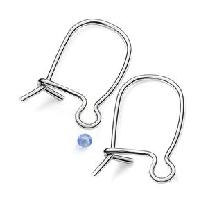May include: Two silver earring hooks with a small, light blue bead. The hooks have a looped design and a simple, elegant style. The earrings are shown against a white background.