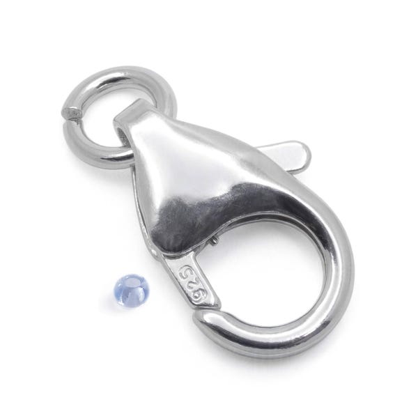 Cierre de mosquetón de plata de ley 925 con gatillo y anilla abierta (7 mm, 8 mm, 10 mm, 12 mm) - Fornituras para joyería para collares y pulseras (Reino Unido)