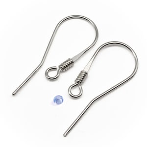 Pendientes de anzuelo de plata de ley 925 con alambre francés de 20 x 9 mm y 25 x 10 mm. Materiales para la fabricación de joyas DIY.