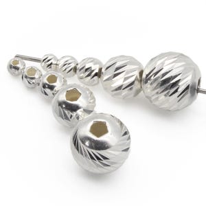 925 Sterling Silver Round Beads Multi Diamond Cut Spacer for Jewellery Making 2.5mm 3mm 4mm 6mm 8mm