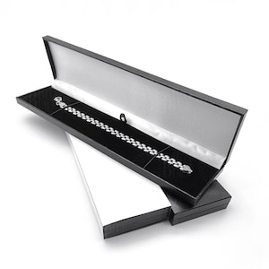Leatherette Bracelet Watch Gift Box Luxury Black Jewellery Display Velvet Storage Case 244x57x17mm suitable for large Royal Mail UK letters