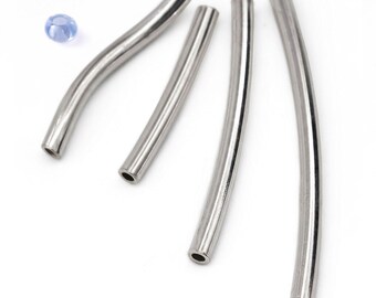 925 Sterling Silver Curved Tube Spacer Nudle Beads 15mm 20mm 25mm Findings for Necklace Bracelet Jewellery Making