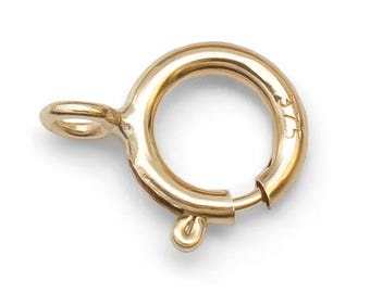 9ct Yellow Gold Spring Bolt Ring Clasps | Closed Loop Necklace & Bracelet Repair Fastening 4mm 4.5mm 6mm