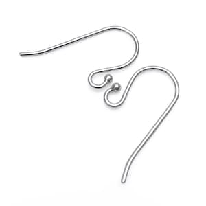 Sterling Silver Earring Hooks Earwires with Ball Fish Hook Earrings Findings for Jewellery Making 21x11mm Solid 925 Craft Supplies