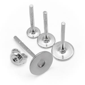 925 Sterling Silver Flat Plate Earring Posts 3mm 4mm 5mm 6mm with Butterfly Backs for Jewellery Making
