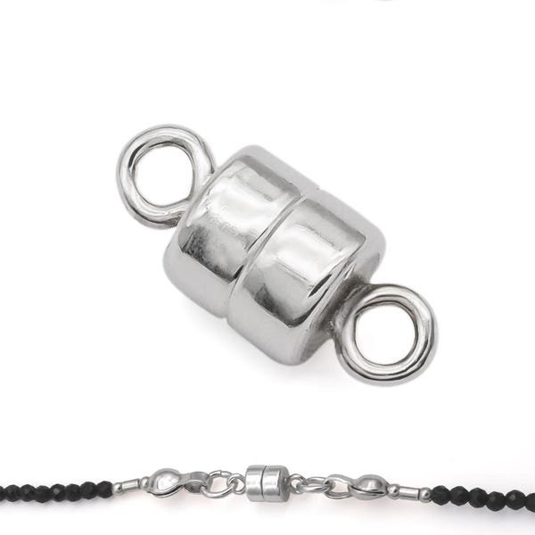 Cierre magnético de plata de ley 925 con bucle cerrado de 10 x 4,5 mm. Cierre resistente para cadena de collar o pulsera. Accesorios de joyería sólidos.